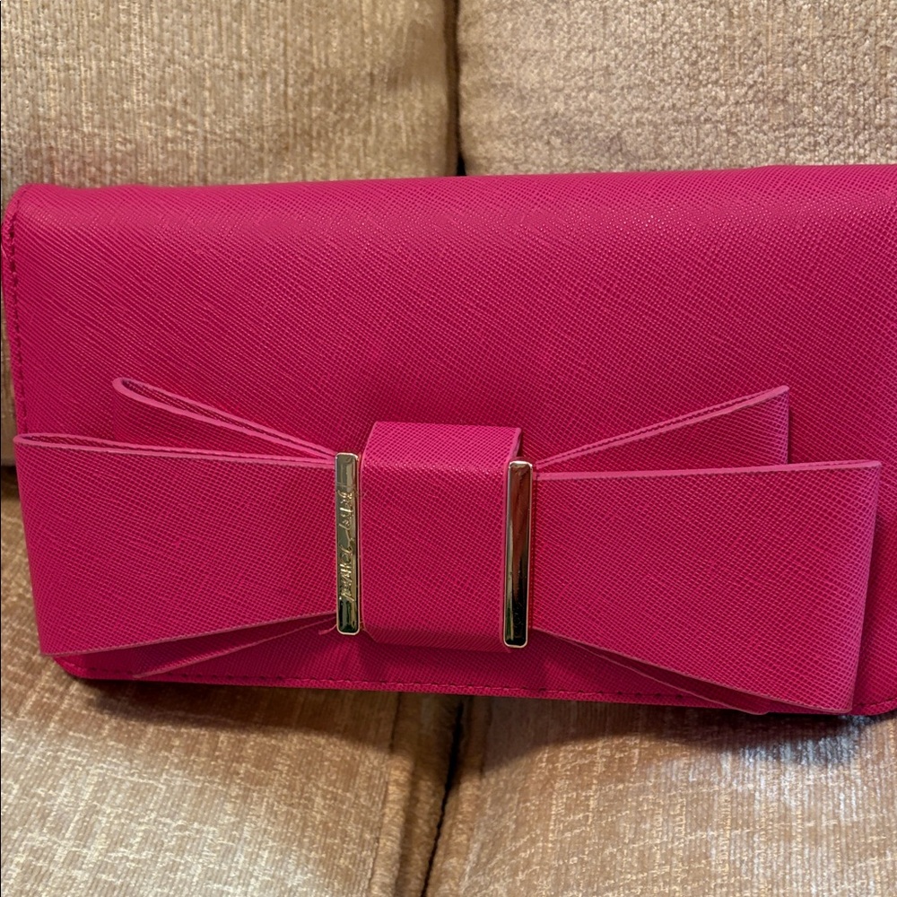 Betsey Johnson Fuchsia Clutch with Bow Detail - Picture 3 of 14